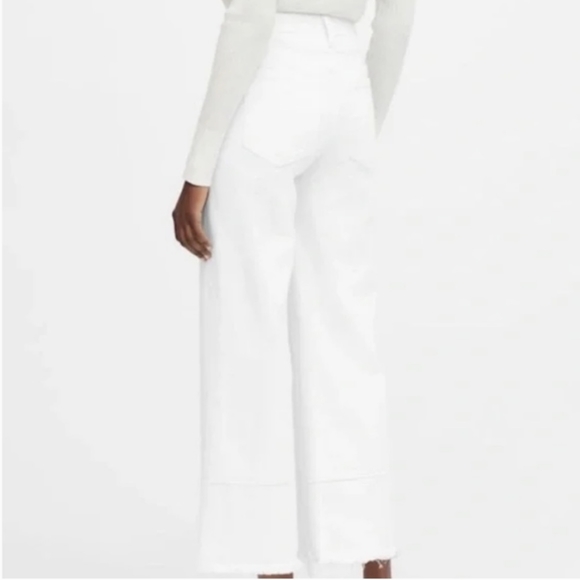 Banana Republic White High Rise Wide Leg Crop Premium Denim Size 26 - Picture 8 of 14